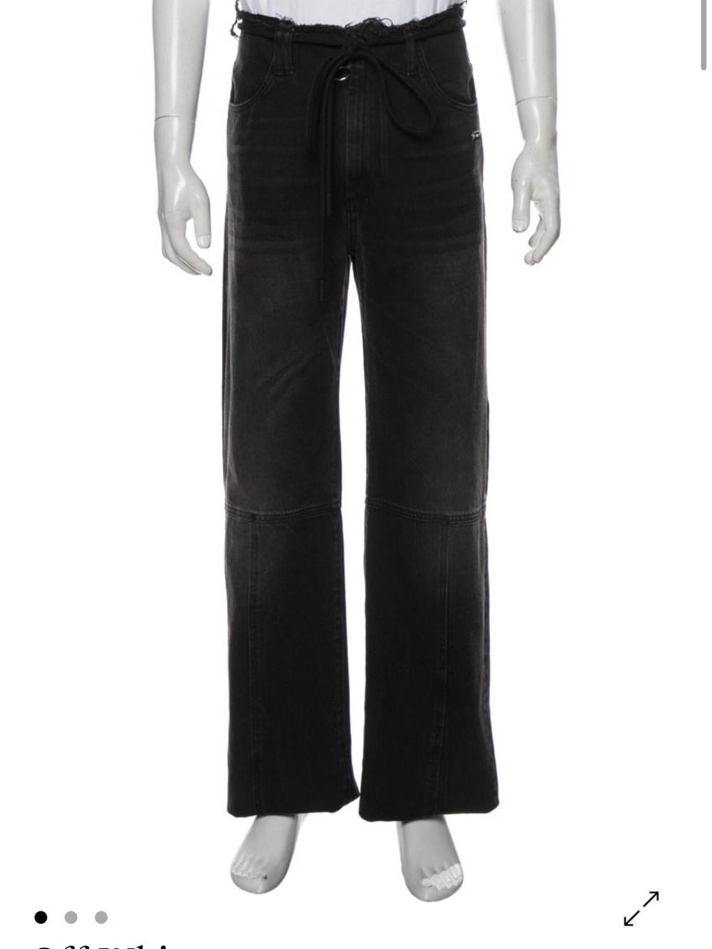Off-White Black High-Rise Frayed Waist 2018 Straight Cut Jeans